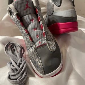 Pink and gray Nike Jordan girls shoe size 2.5.